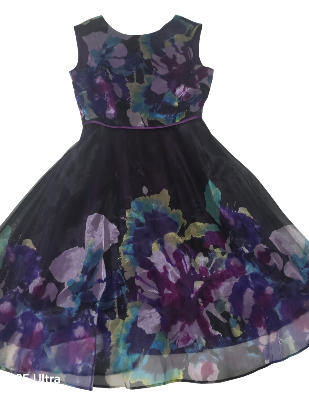 Tahari ASL Sleeveless Purple Floral Fit-and-Flare Dress Size 8 NWT - Picture 7 of 15